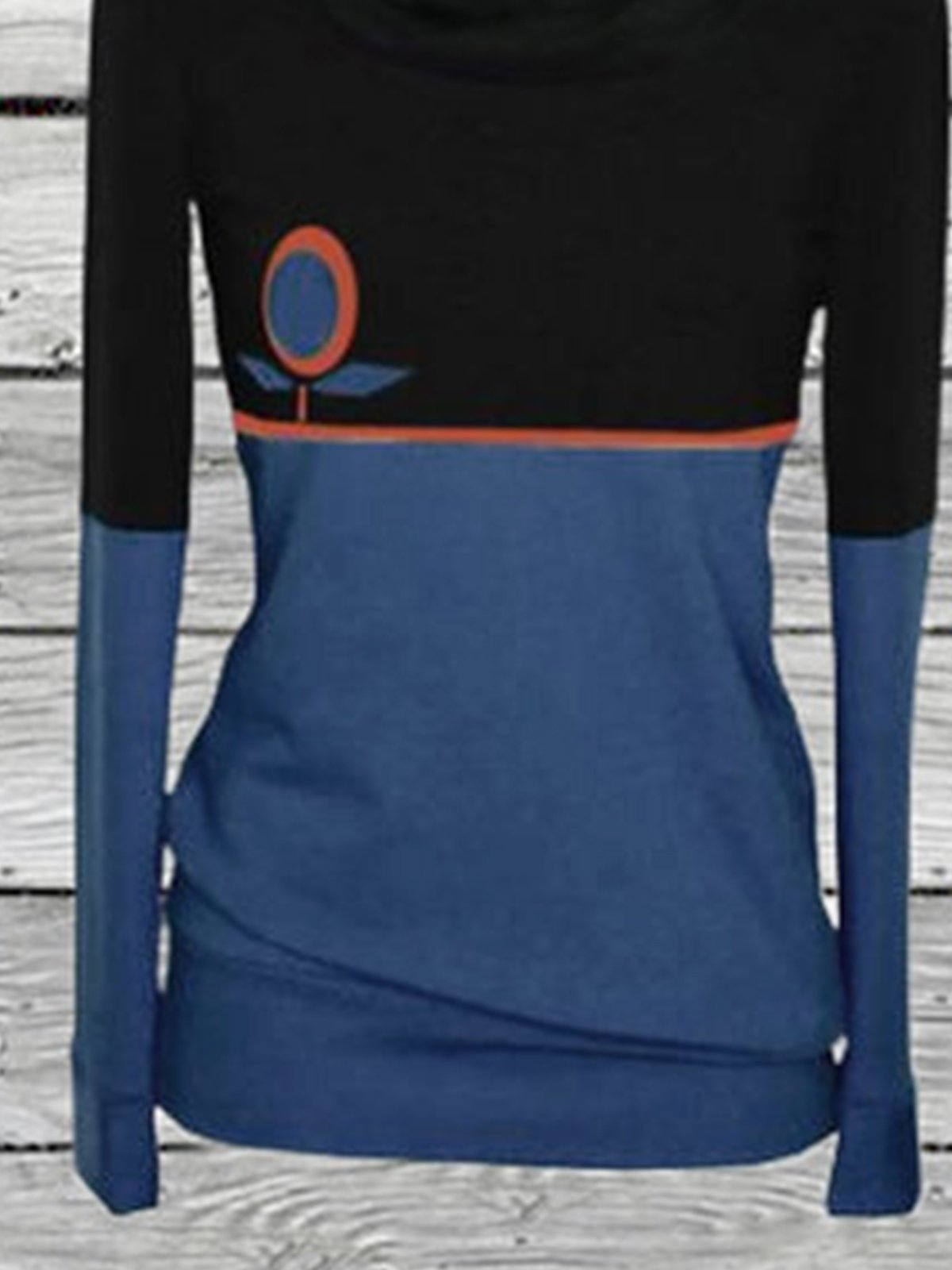 High neck casual long sleeve top