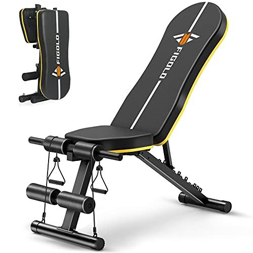 Weight Bench Adjustable, Figolo Workout Bench with Thicken Premium Steel Widen Seat for Home Gym