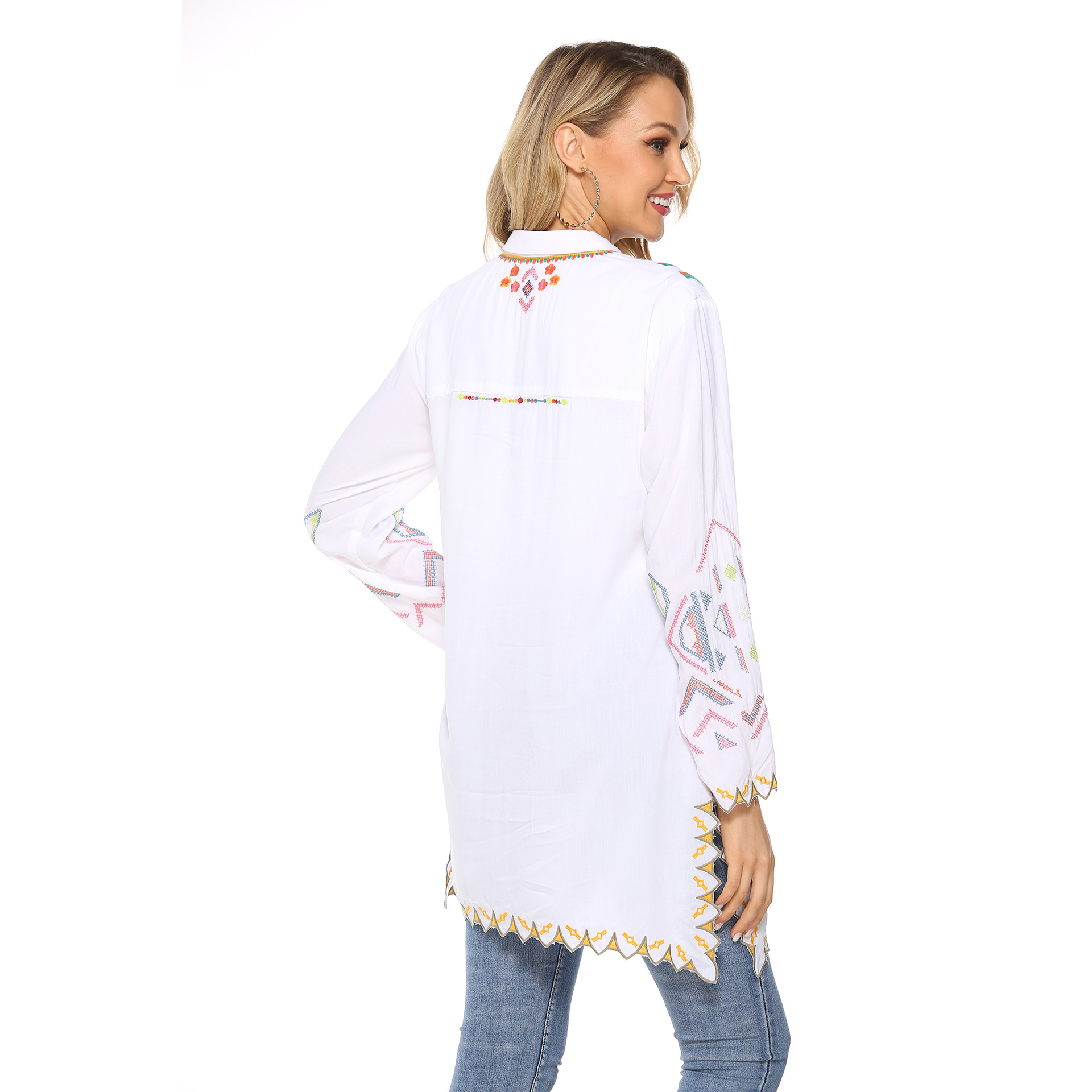 Women's Long Sleeve Blouse Embroidery Bohemia Style