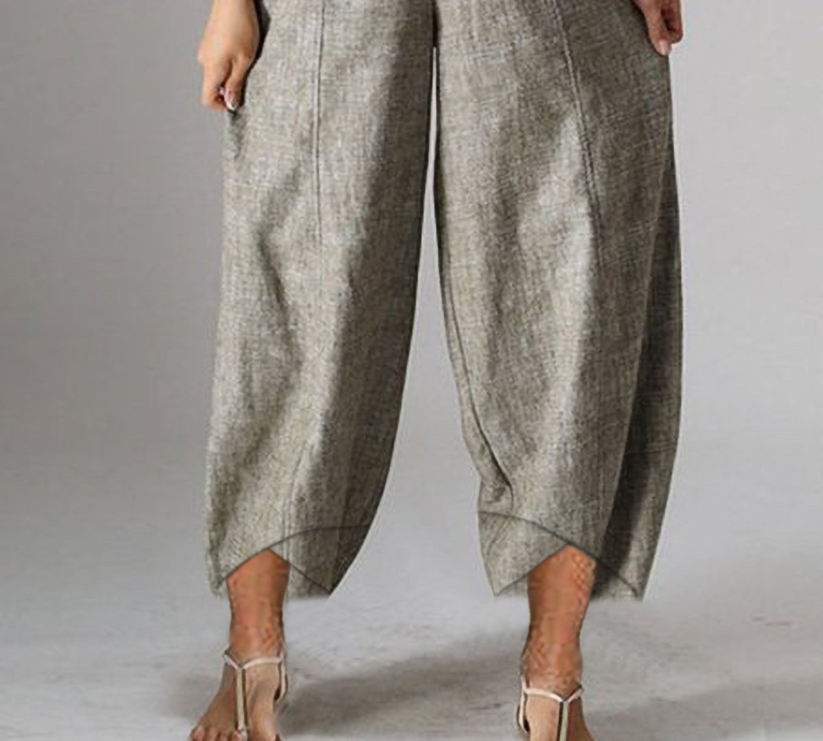 Plus Size Women Cotton And Linen Solid Loose Casual Pants