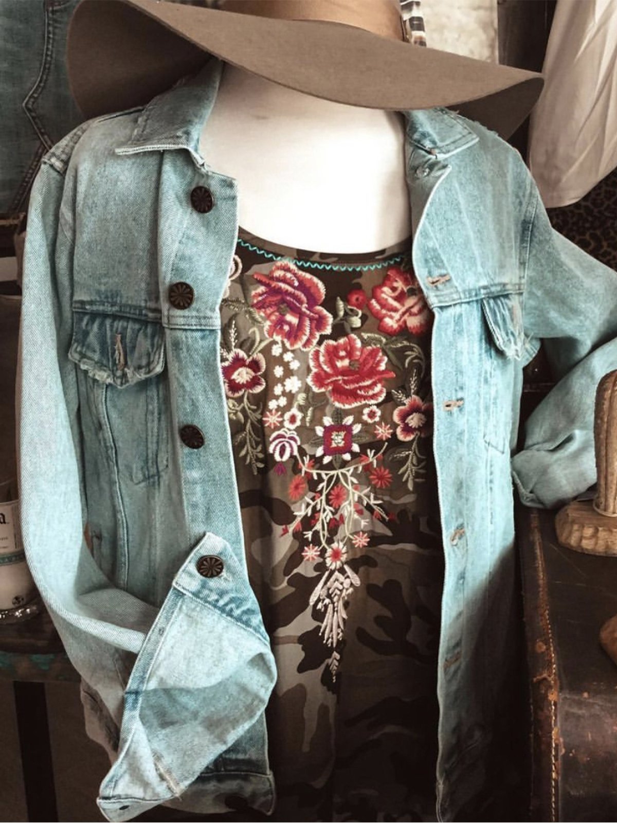 Shift Crew Neck Sleeveless Floral-Print Vests