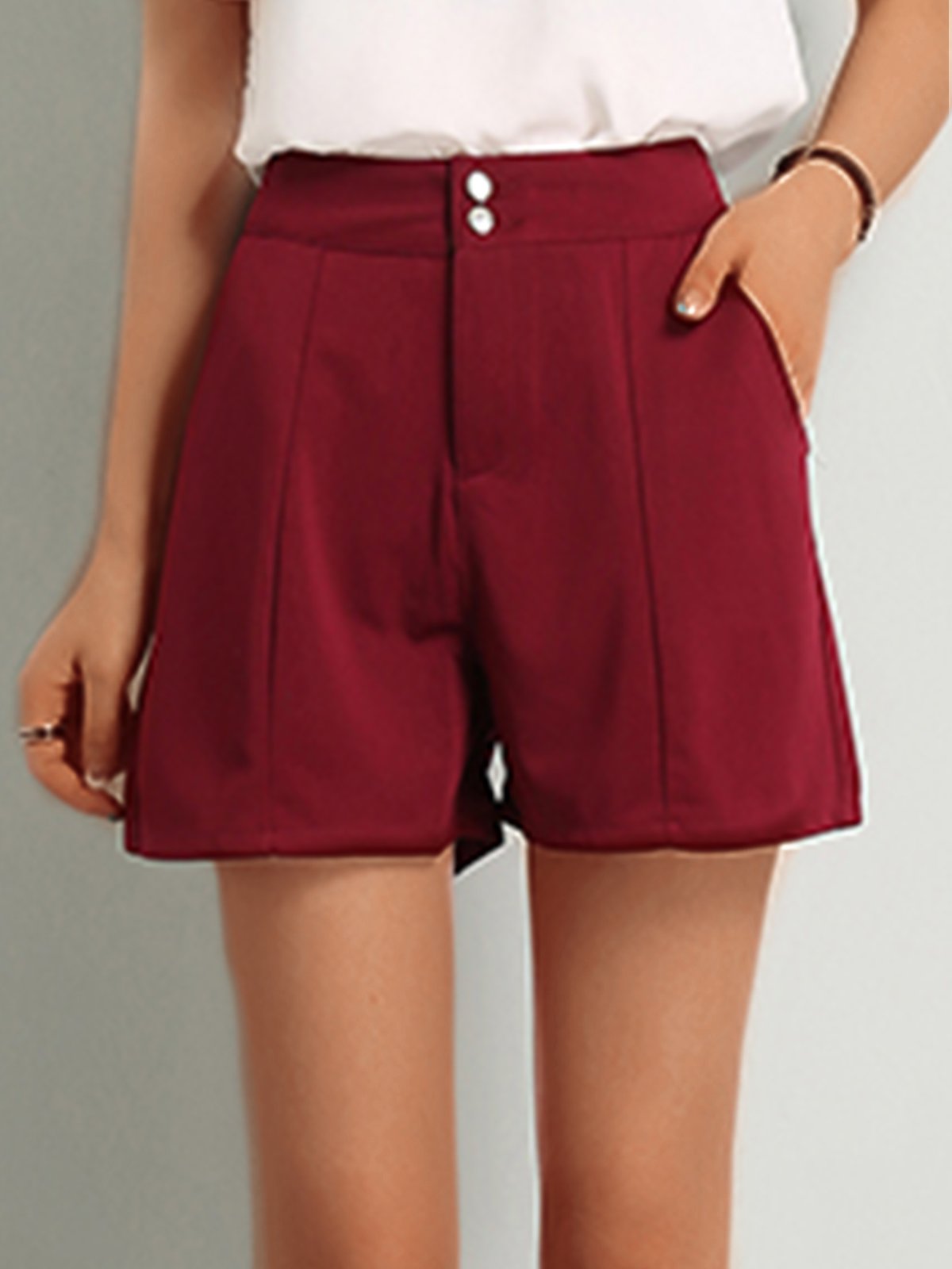 Plus Size Women Plain Casual Shorts