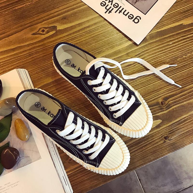 Canvas  Lace-up Flat Heel All Season Sneakers