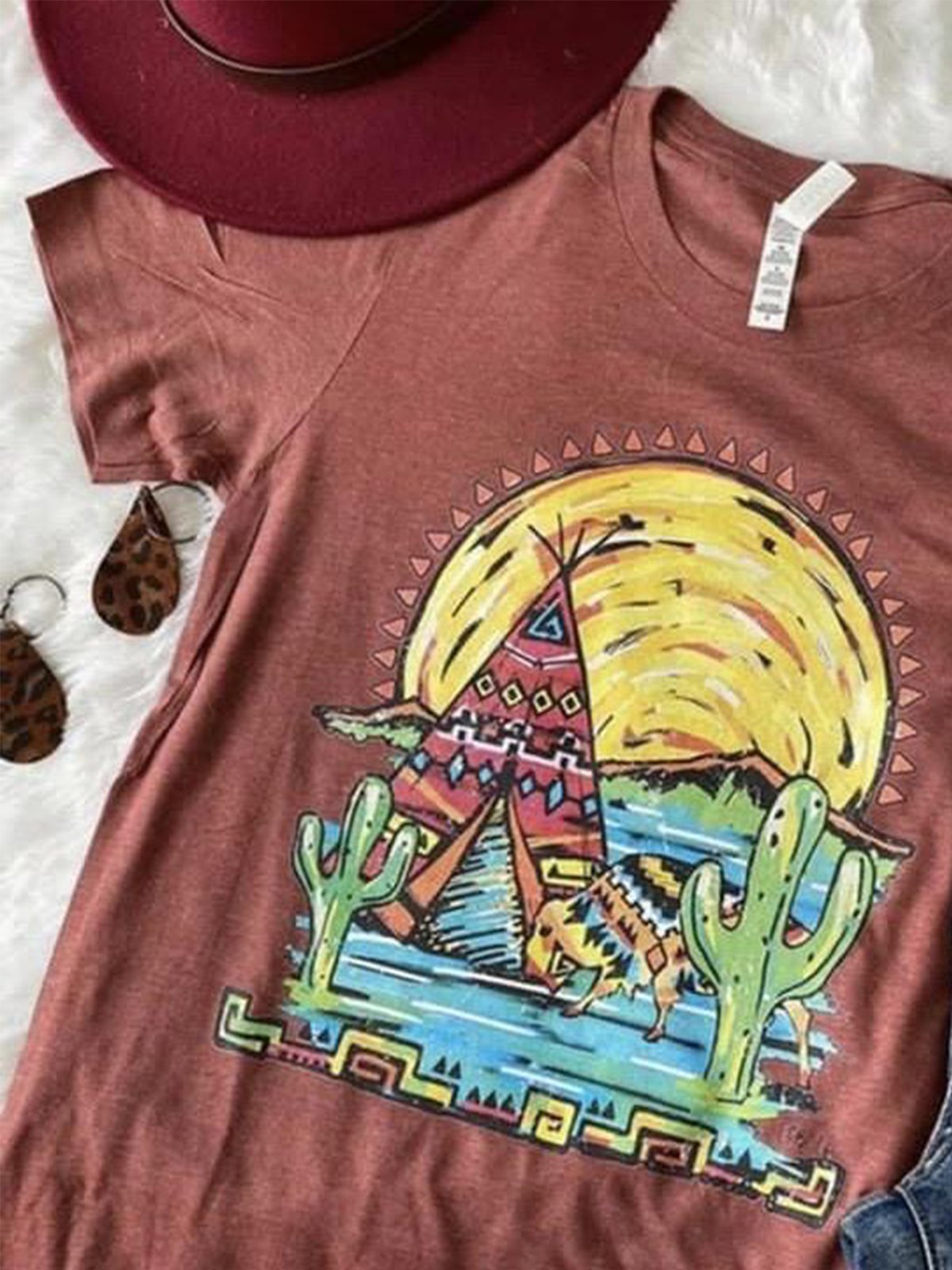 Printed Casual Plants Shift Shirts & Tops