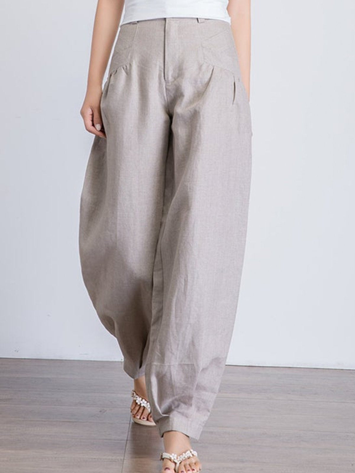Linen Casual Plain Pants