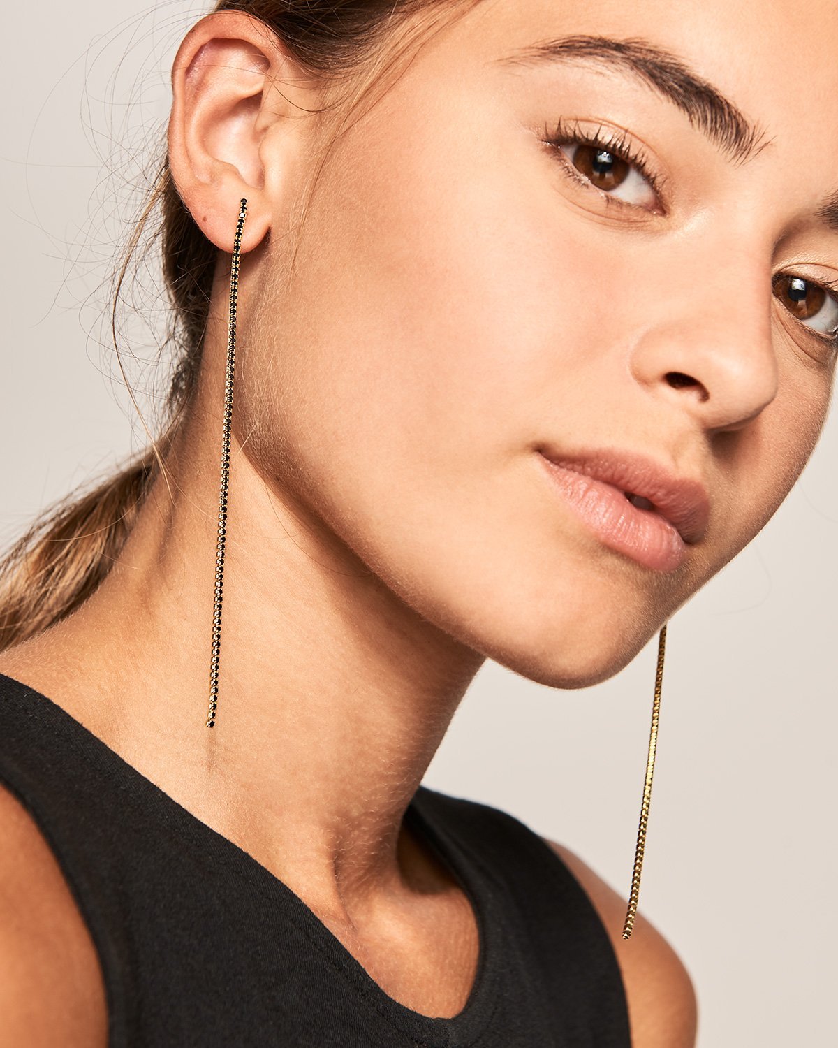 Black Sasha gold earrings