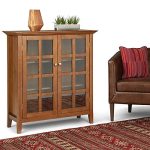 Acadian SOLID WOOD Storage Cabinet with 2 Tempered Glass Doors / 39 inch