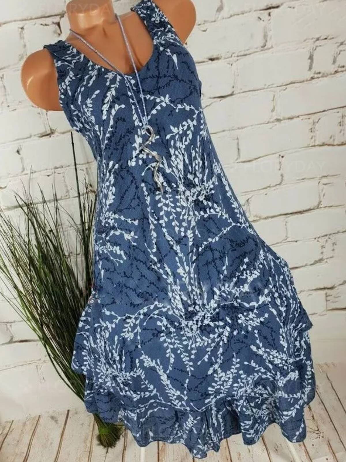 Printed Cotton-Blend Casual Dresses