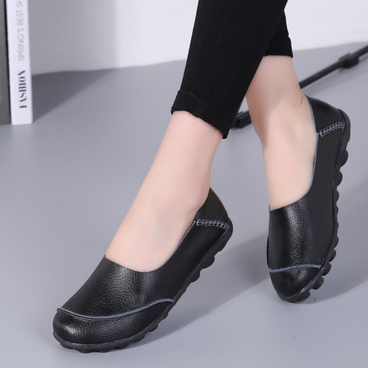 Slip On Leather Daily Casual Flats