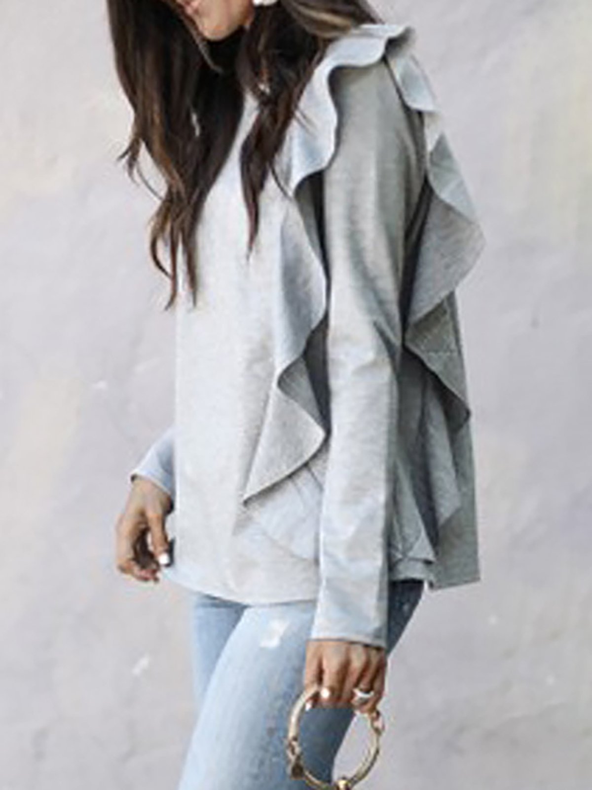 Long Sleeve Solid Crew Neck T-Shirt