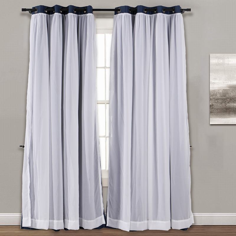 Layered Curtain Mix & Match Elegance White Crushed Voile x Blackout Curtain Grommet Panel ELI