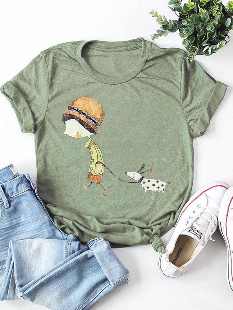 Round Neck Floral Cotton-Blend Shirts & Tops