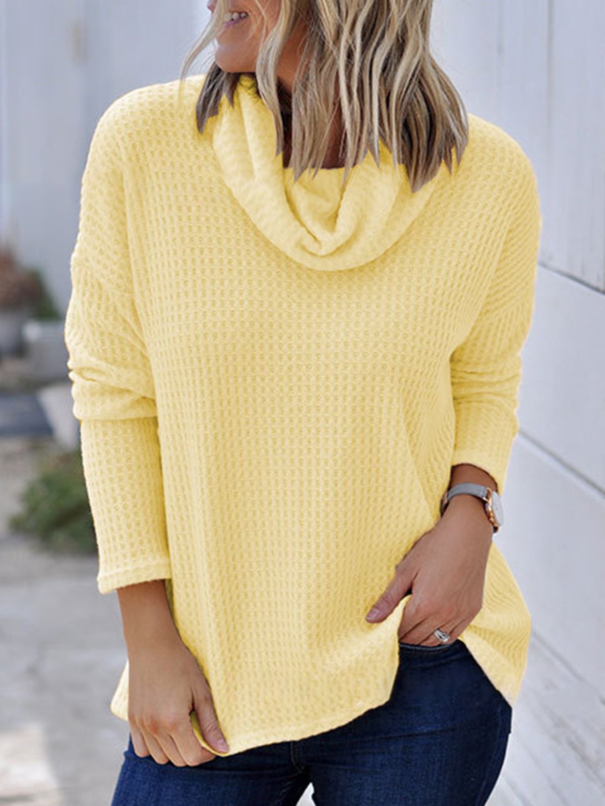 Cowl Neck Casual Long Sleeve T-Shirts