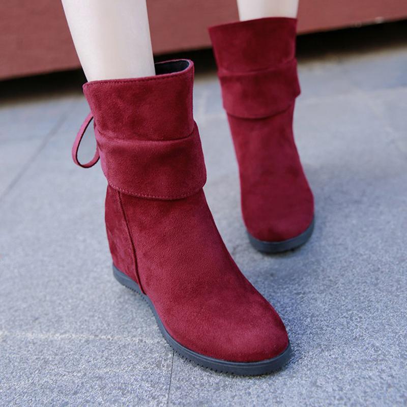 Women Flocking Booties Casual Comfort Slip On Shoes