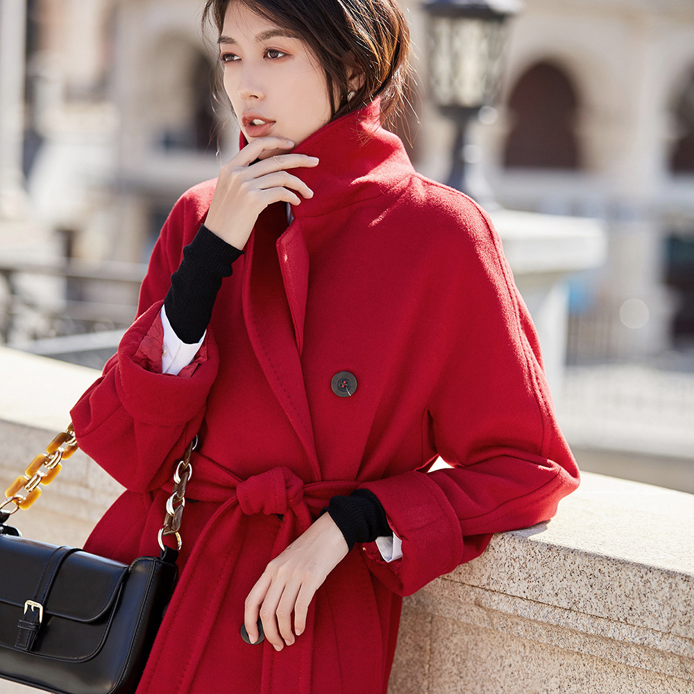 21冬外套M家欧美羊毛经典大衣女长袖101801小个子毛呢大衣女2206