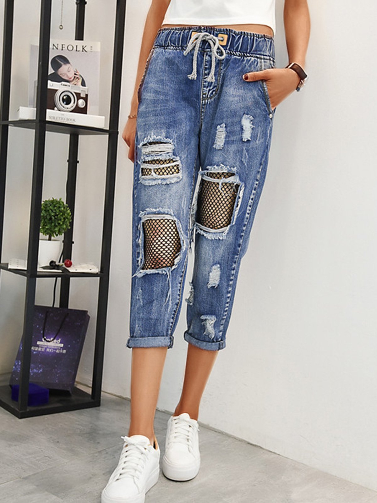 Plus Size Women Plain Casual Pants