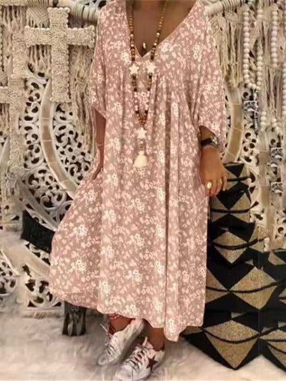 Half Sleeve Casual Floral Dresses