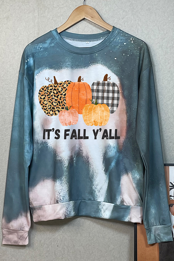 Halloween Print Bleached Tie Dye O-neck Sweatshirt Women UNISHE Wholesale