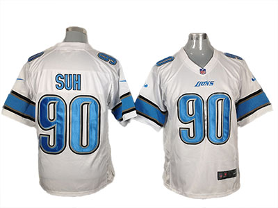 white Ndamukong Suh game NFL Detroit Lions #90 Jersey