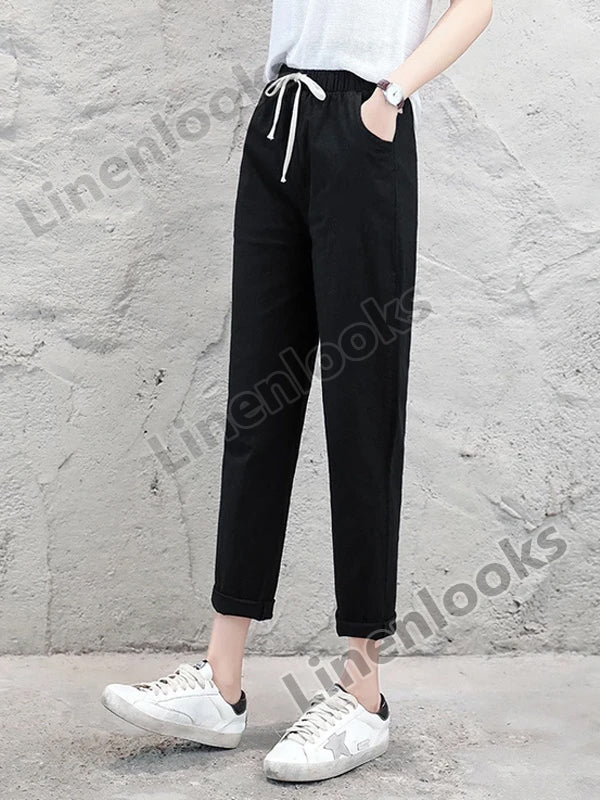 Women's Cotton Linen Ankle Length Pants