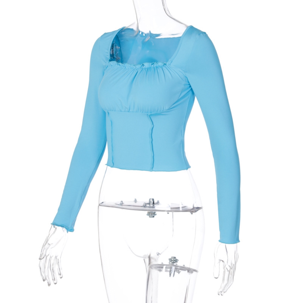 Solid Color Square Vintage Top with Sleeves