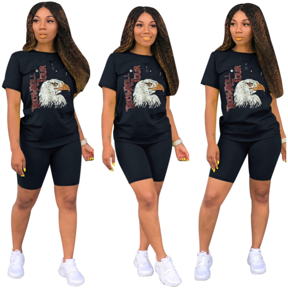 Summer Casual Print Two Piece Short Set