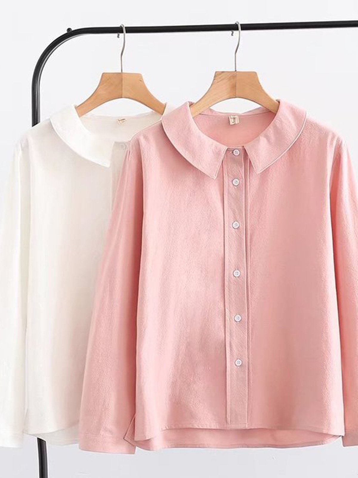 Women Casual Peter Pan Collar Tops Tunic Blouse Shirt