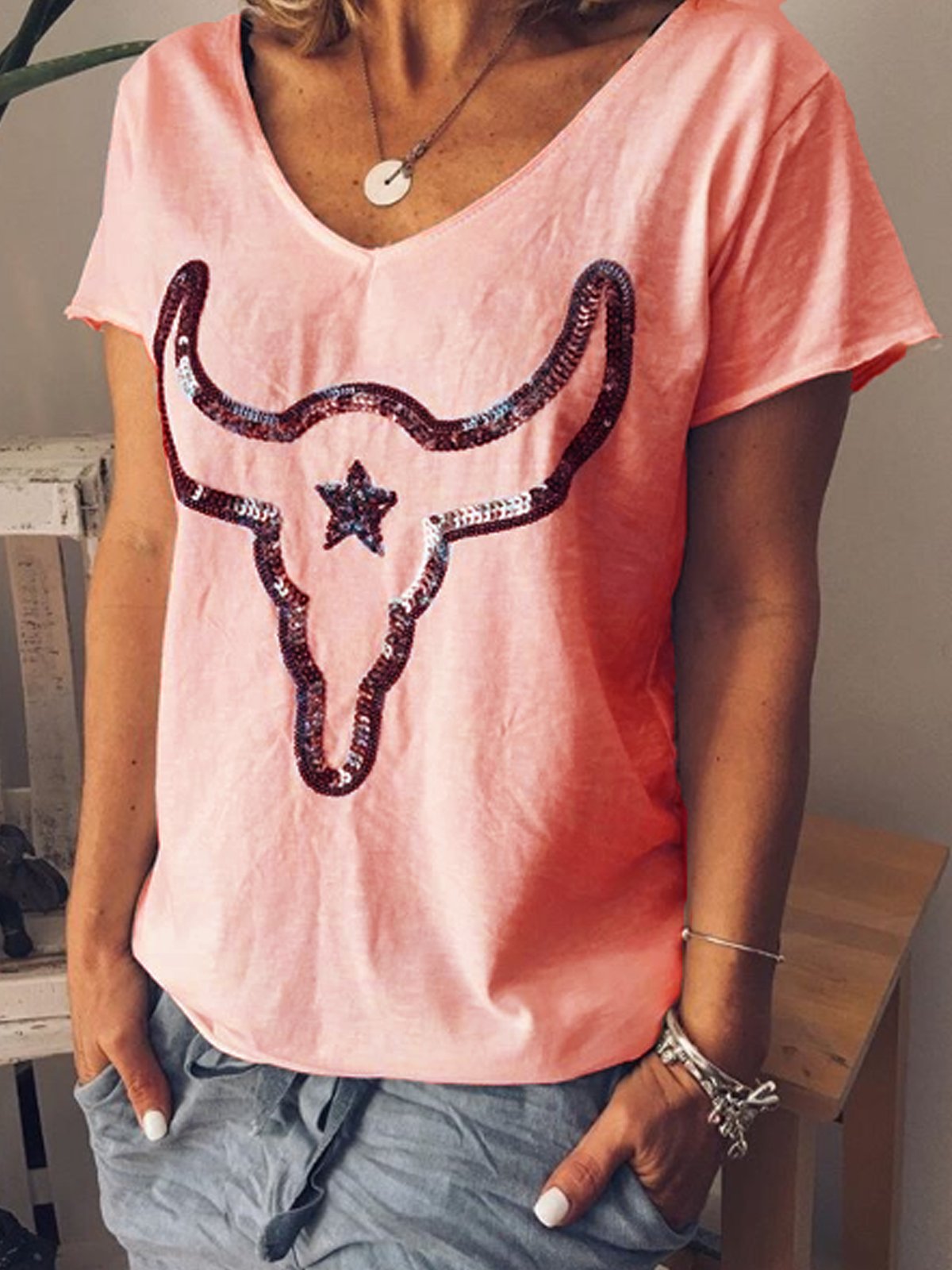 White Short Sleeve Cotton-Blend Shirts & Tops