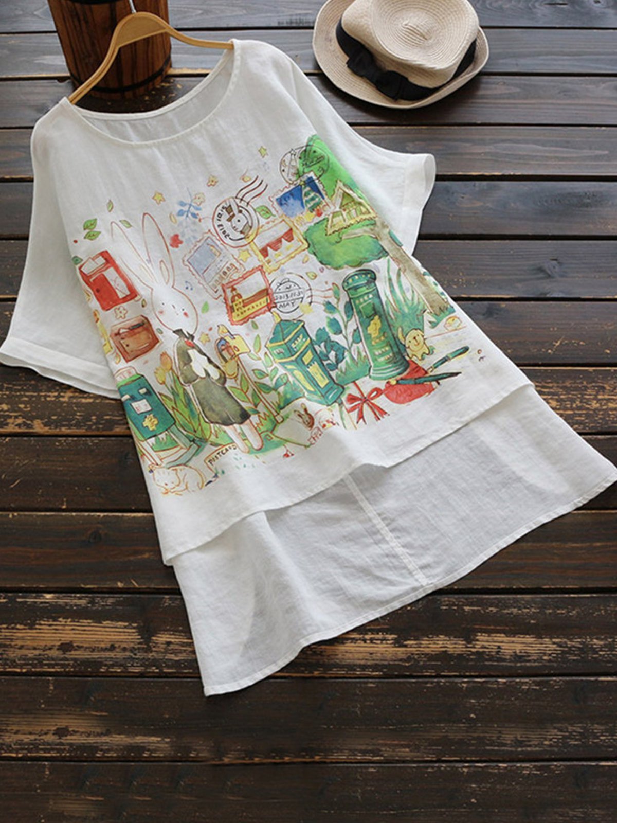 Casual Half Sleeve Round Neck Plus Size Tops