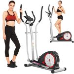 FUNMILY C950 Elliptical Machine, Magnetic Cross Trainer with Digital & Heart Rate Monitor, Elliptical Trainer- Red & Black