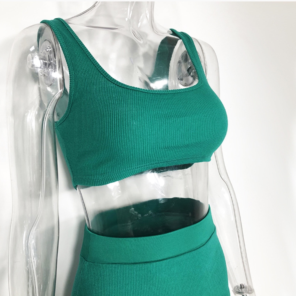 Solid Color Bra Top and Pencil Skirt