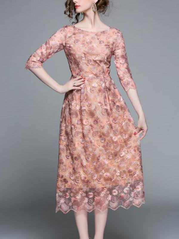 Womens Long Embroidery Plus Size Dresses