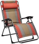 Amazon Basics Outdoor Padded Adjustable Zero Gravity Folding Reclining Lounge Chair with Pillow �C Red