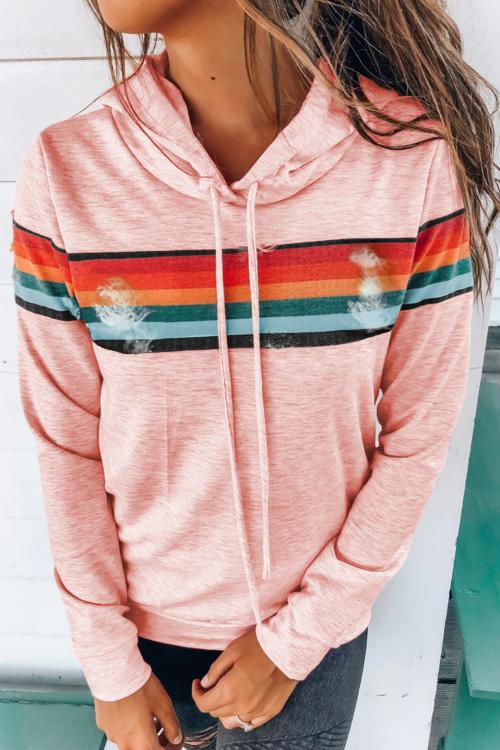 Pink Rainbow Stripes Hoodie