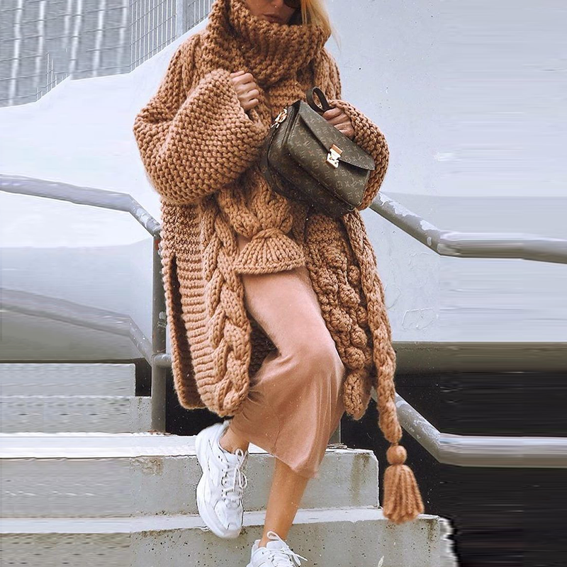 Fashion Pile Collar Solid Color Twist Irregular Sweater