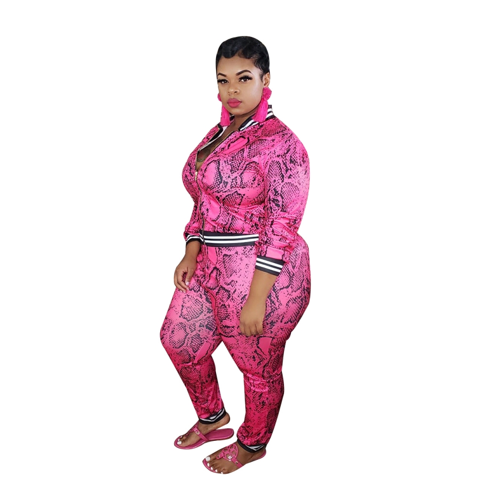 Plus Size Matching Leopard Tracksuit