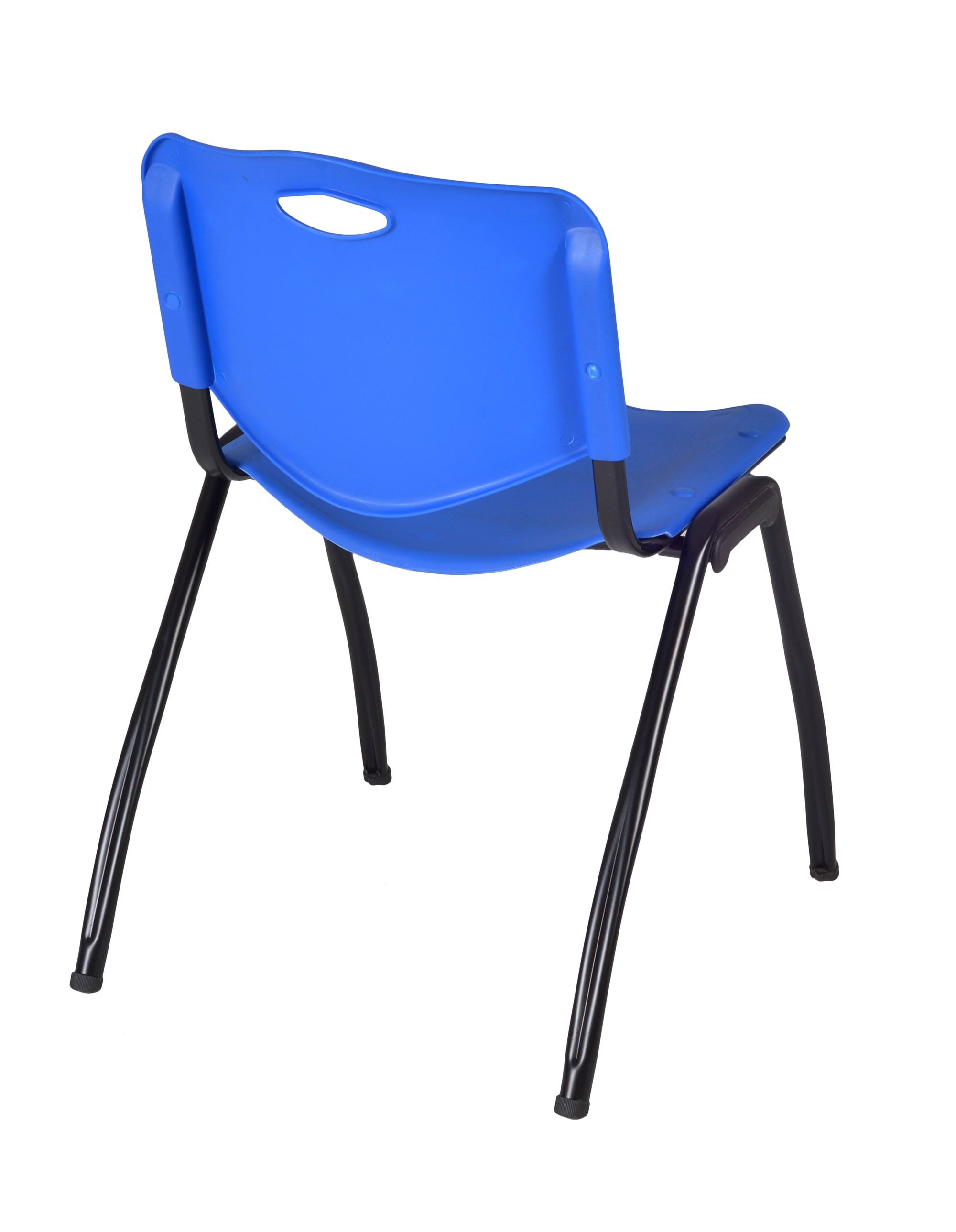 Regency Kee 48x22 Round Breakroom Table- Maple/ Chrome 4 &M& Stack Chairs- Blue