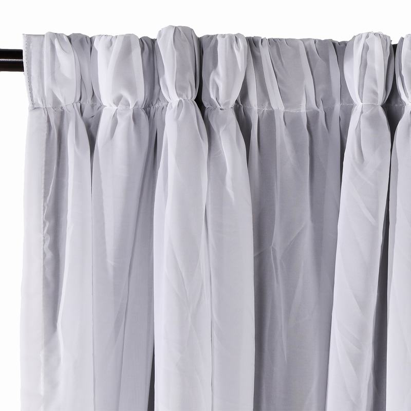 2-in-1 Hanging Hook Belt Back Tab Sheer Blackout Curtain Layered Mix Match White Voile ELI