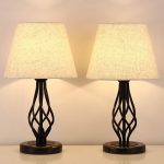 Table Lamps Set of 2 Bedside Lamps with Linen Lampshade for Bedroom Living Room