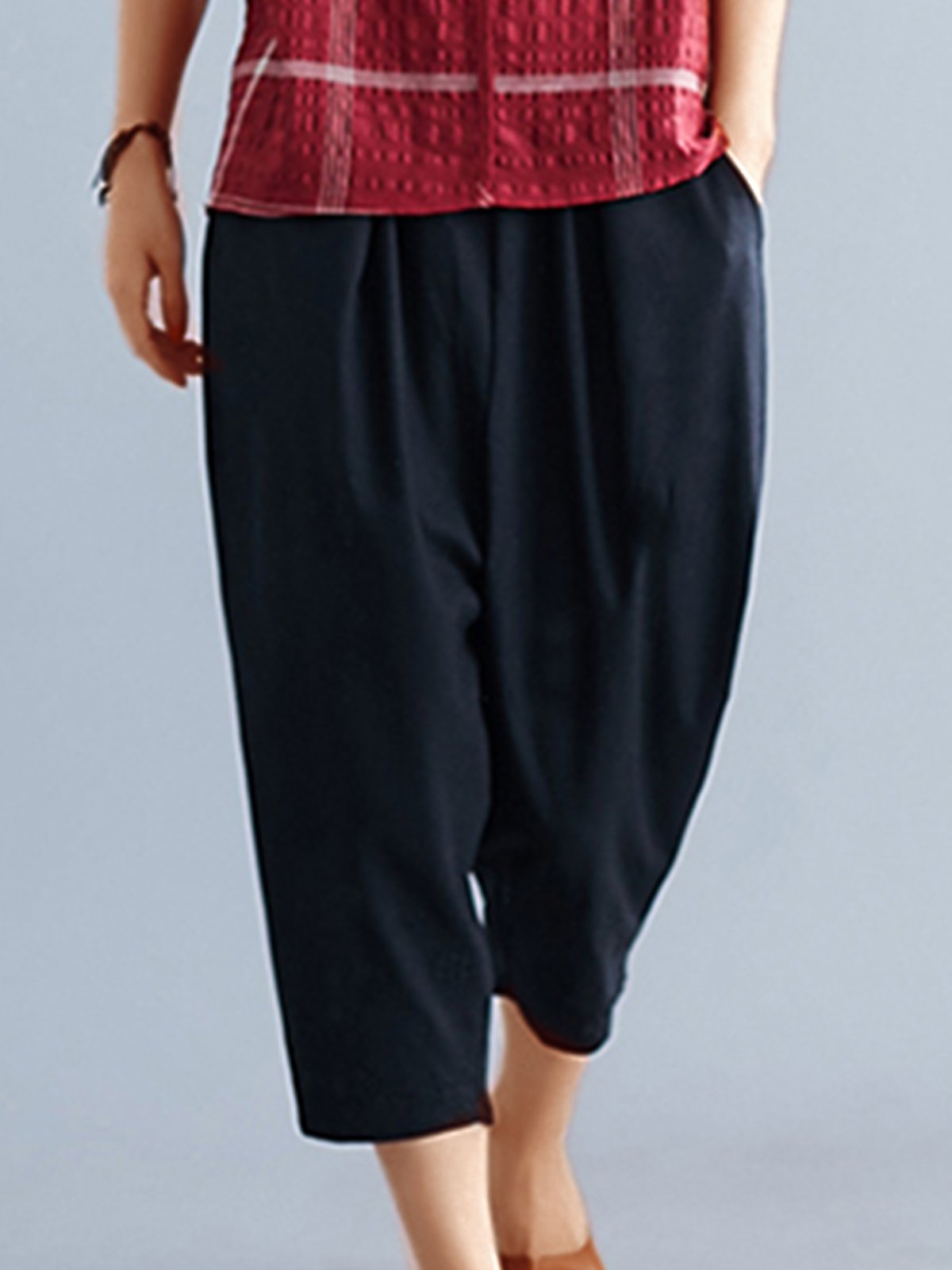 Plus Size Women Plain Casual Pants
