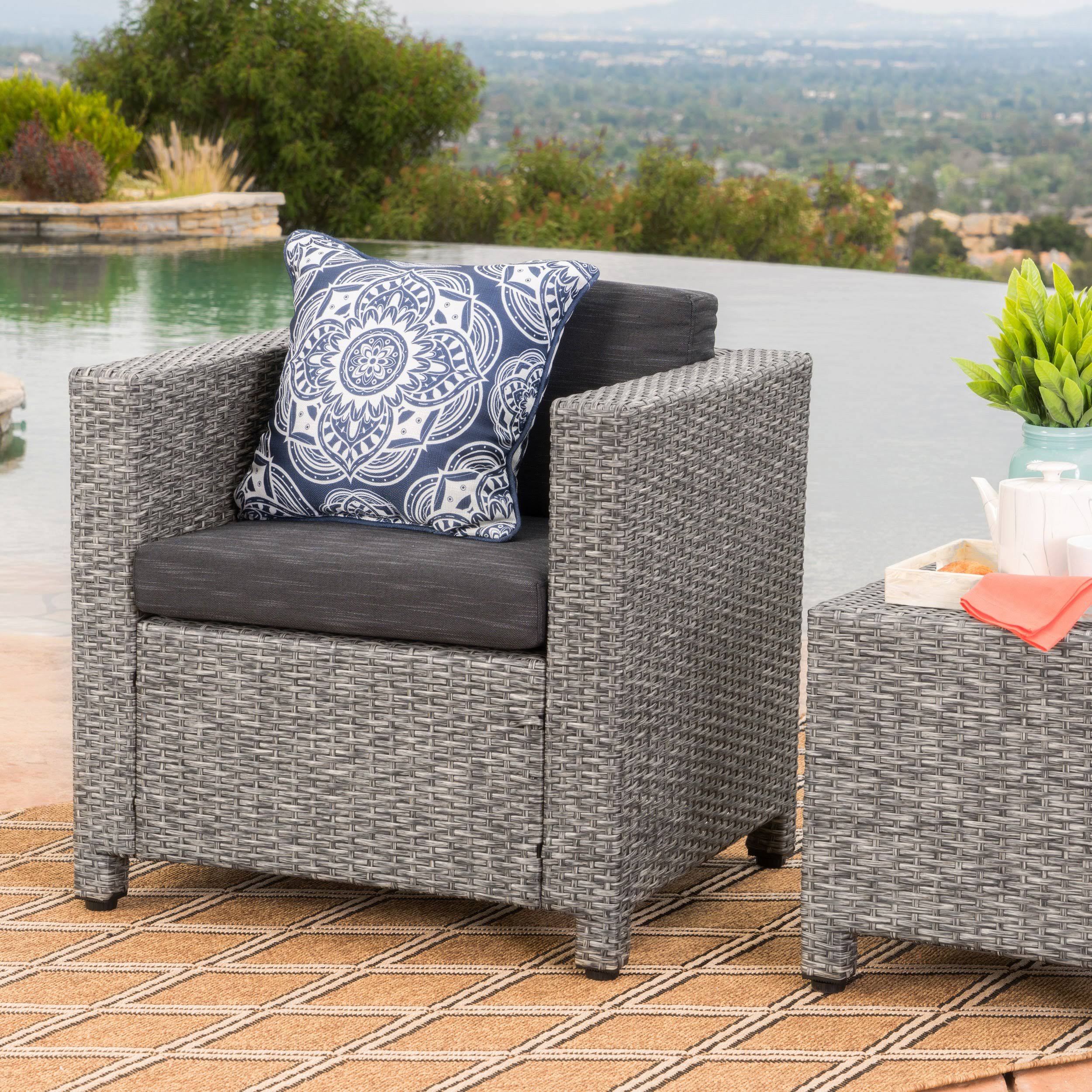 Pueblo Outdoor Wicker Club Chair with Water Resistant Cushions