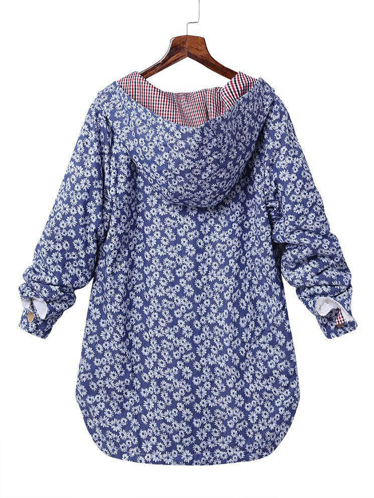 Daisy Printed Hoodie Coat