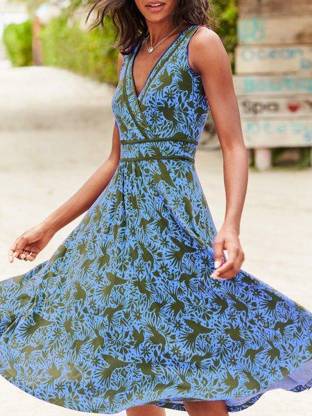 Purple Holiday Patchwork Swing Dresses