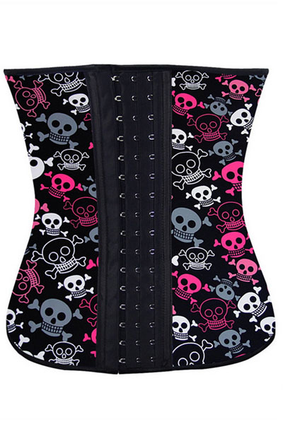 Halloween Playful Skulls 4 Steel Bone Waist Cincher