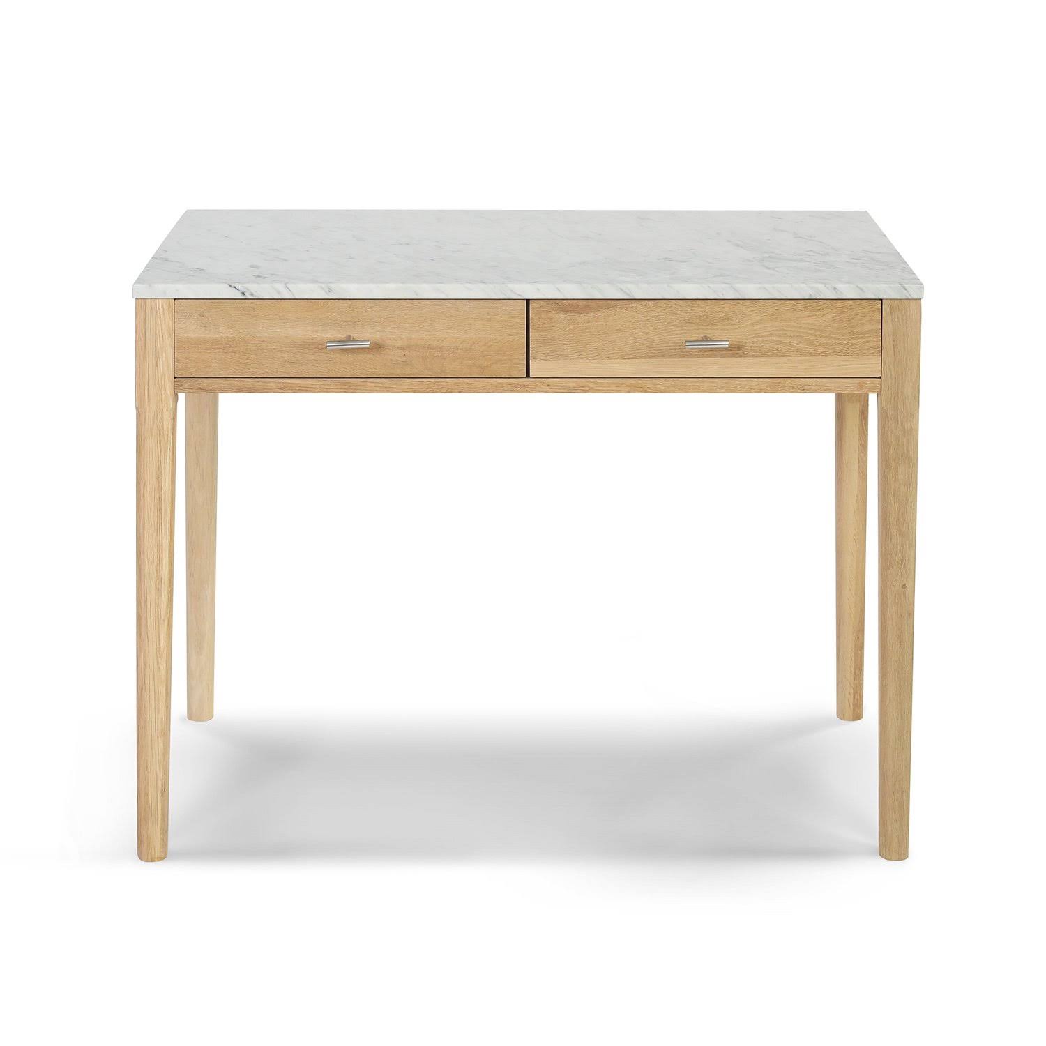 Meno Console Table - Finish: White Marble, Oak by The Bianco Collection