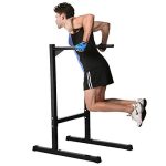 Ollieroo Heavy Duty Dip Stand Freestanding Dip Station Parallel Bar- Black