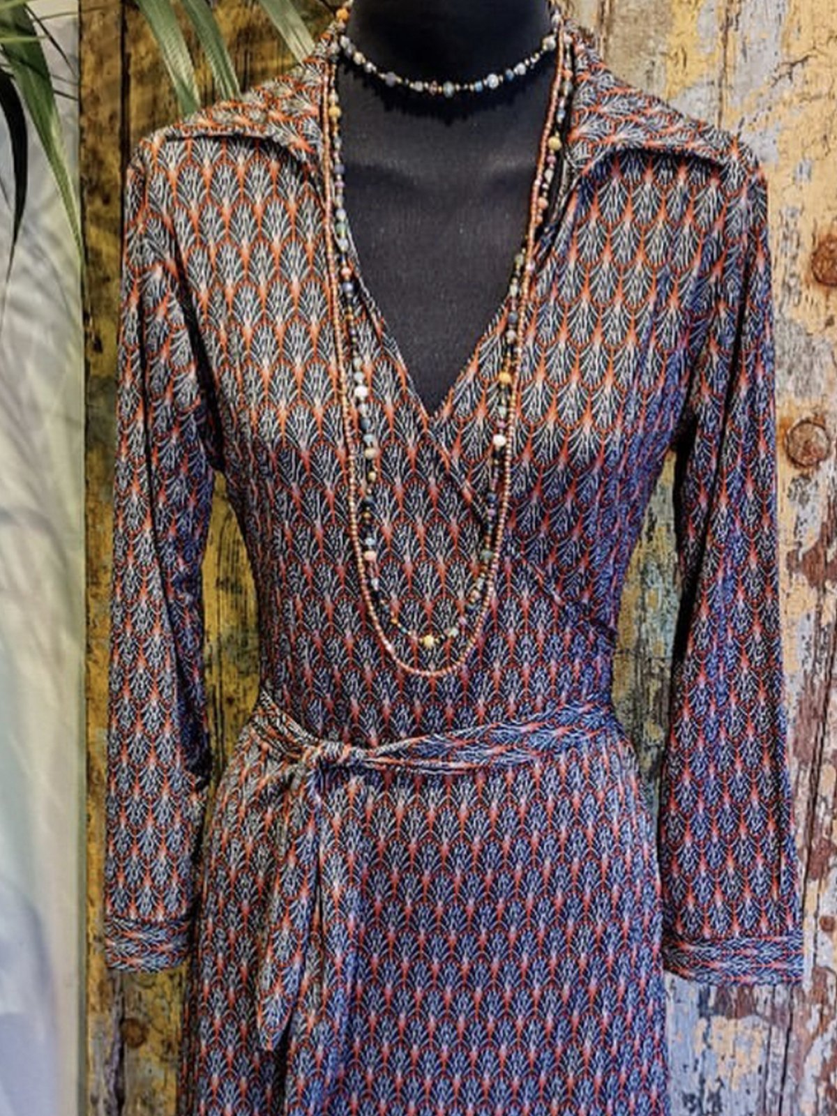 Sexy Boho Geometric V Neck Long Sleeve A-Line Dresses