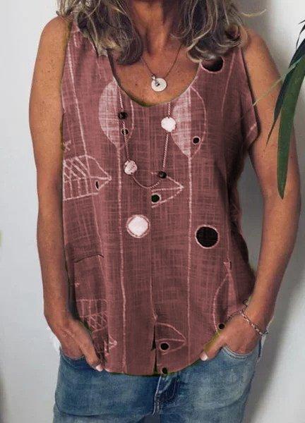 Casual V Neck Sleeveless Cotton Shirts & Tops