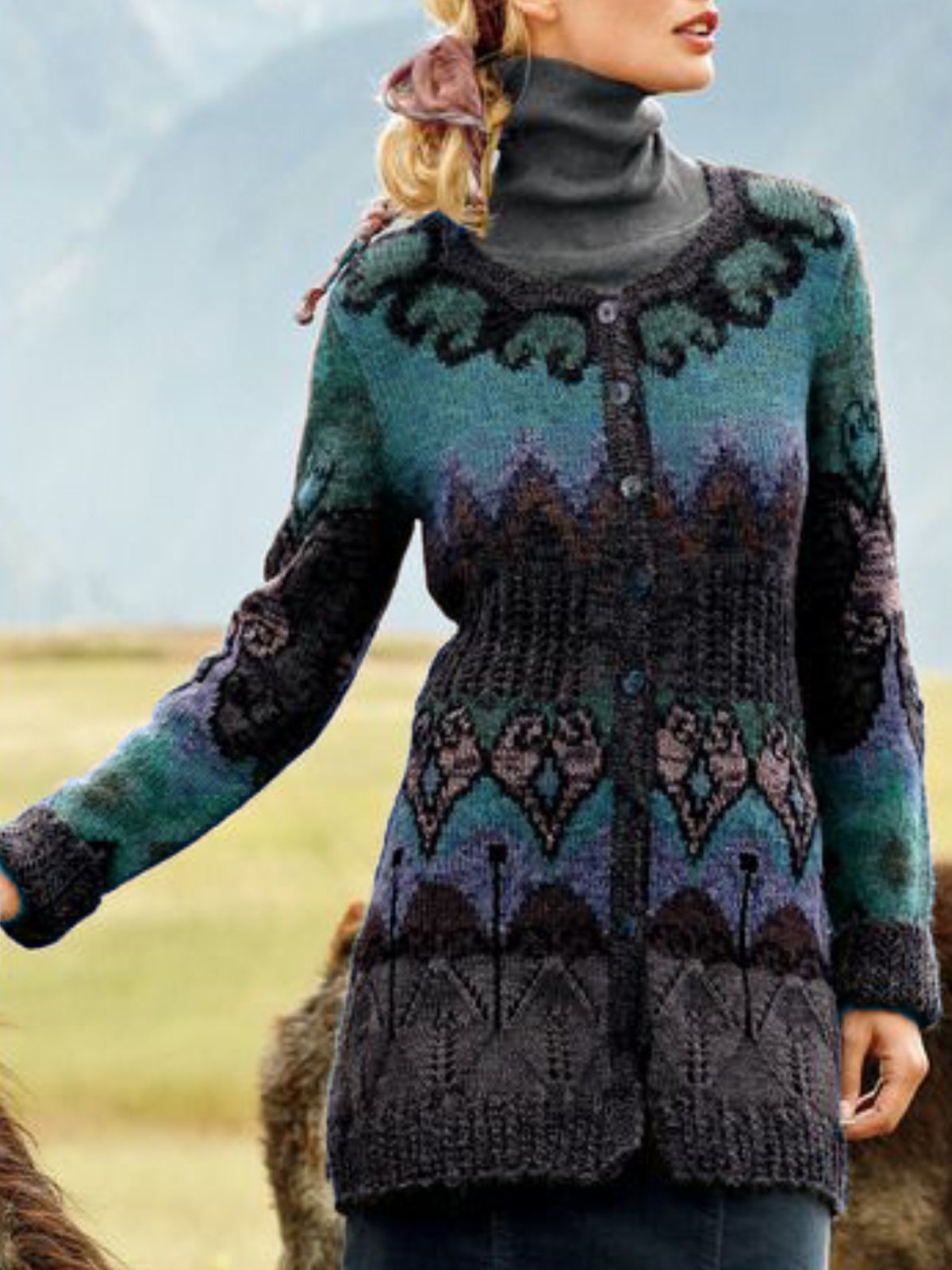 Vintage Tribal Long Sleeve Printed Cardigan