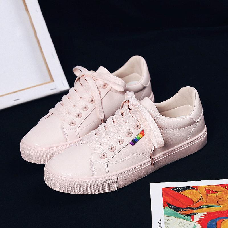 Women's Fashion Casual Solid Color Lace-Up Sneakers